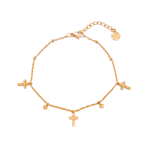 Fashion Charm <b>Bracelet</b> 316L Stainless Steel PVD Gold Plating Cross Pendant Women's Jewelry - Product Image 2