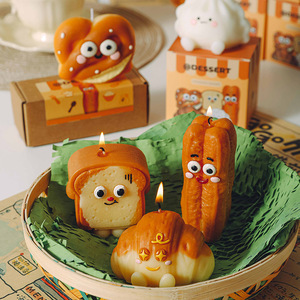 Candele Profumate a Forma di Pane Carino all'Ingrosso, Fatte a Mano, per Oggetti di Scena Fotografici a Tema Cibo, Regalo di Compleanno, Confezione Personalizzata - Product Image 1