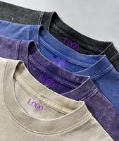 T-shirt Homme Oversize Rétro 100% Coton Épais OEM, Impression DTG, Logo, Effet Délavé Acide, Vintage, Personnalisé