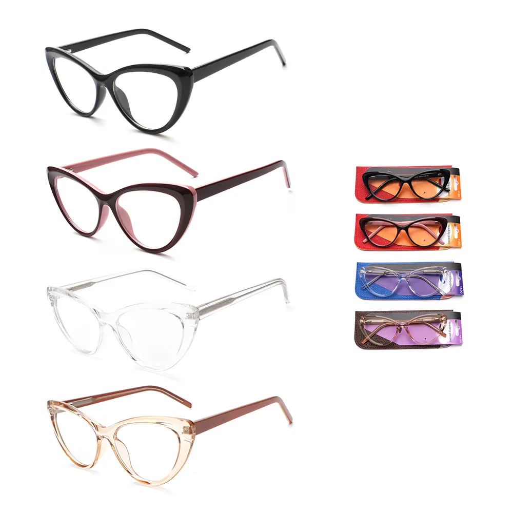 Venta al por mayor de monturas de gafas de ojo de gato para mujer, montura de gafas ópticas para mujer