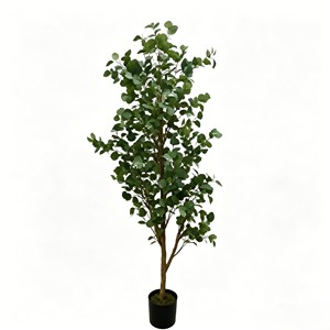 Luxury Real Wood Stem <b>Artificial</b> Eucalyptus Plant in White Pot Permanent Botanicals Greenery for Farmhouse Office Desk Aest - Product Image 1
