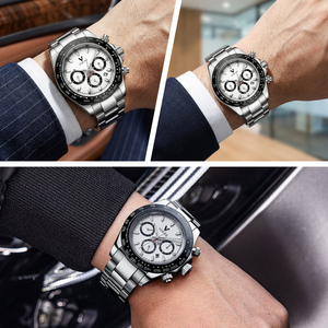 Montres de luxe japonaises de haute qualité pour homme, montres sport <span class=keywords><strong>chrono</strong></span> à quartz avec lunette en acier, mouvement japonais - Product Image 3