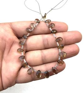 Haute qualité naturel Quartz fumé pierres précieuses poire forme Briolette perles pour bracelet à bricoler soi-même collier marron fabrication de bijoux - Product Image 3