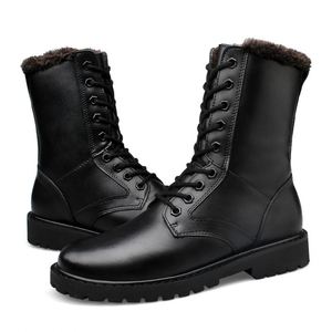Bottes d'hiver en cuir pour hommes grandes tailles, pointures 37-52, antidérapantes, à lacets, fabriquées à la main en cuir véritable, chaussures décontractées et tendance - Product Image 1