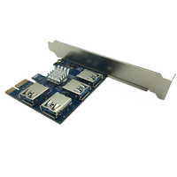 PCIE PCI-E PCI Express Riser Card 1x à 16x1 à 4 USB 3.0 Slot Multiplier Hub