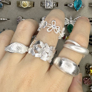 Anneaux en argent 925 pour femmes, pas chers, en forme de cœur, anillo moussanita azul, bague en diamant, feuille en argent sterling - Product Image 1