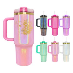 Gobelet en acier inoxydable personnalisé, plaqué or brillant, holographique, scintillant, gravé au laser, pour sublimation - Product Image 1