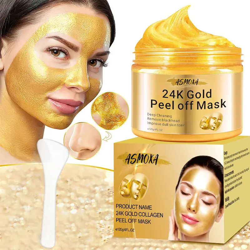 Visage Blackhead Remover Mask Anti Aging Deep Cleansing Lift Masque en poudre d'or 24k pour toutes les peaux Masque Peel Off d'or 24K