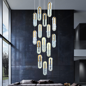 Suspension <span class=keywords><strong>de</strong></span> grand projet Décoration intérieure contemporaine Plafonnier LED <span class=keywords><strong>de</strong></span> <span class=keywords><strong>luxe</strong></span> Luminaire suspendu Villa Escalier Lustre en cristal - Product Image 6