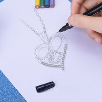 Collier pendentif en forme de cœur « Je t'aime pour toujours » en cuivre plaqué argent avec petite pierre en zircon tendance pour la Saint-Valentin