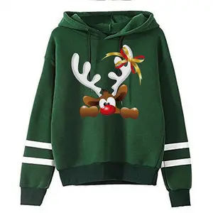 2021 Best Selling Christmas Hoodies Women/Men Sweatshirts Casual Funny Cute Reindeer Lovely Pattern Oversized Cheap Hoodie