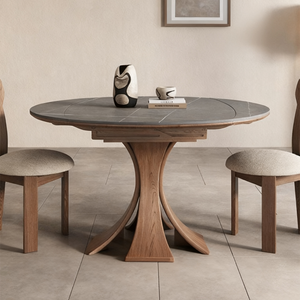 <span class=keywords><strong>Tavolo</strong></span> da Pranzo <span class=keywords><strong>Rotondo</strong></span> <span class=keywords><strong>Allungabile</strong></span> <span class=keywords><strong>in</strong></span> <span class=keywords><strong>Legno</strong></span> Massello di Lusso Moderno con Design Ecologico Fatto a Mano e 6 Posti per Hotel o Soggiorno - Product Image 1