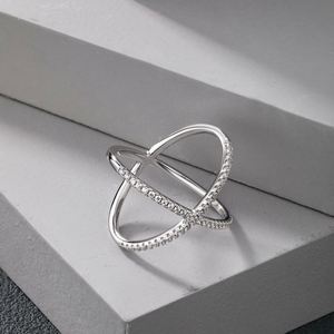 Dylam Stylish Design Women Fine Fashion Jewelry Rhodium Plated S925 <b>Silver</b> <b>Cross</b> Infinity 5A Diamond Zirconia Promise <b>Rings</b> - Product Image 5