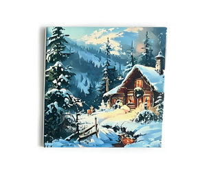 Sous-plat décoratif en céramique motif paysage de <span class=keywords><strong>chalet</strong></span> alpin enneigé de Noël, anti-brûlure, pour cuisine et table - Product Image 6