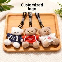Porte-clés pendentif en peluche ours en peluche, mascotte d'entreprise, jouet cadeau avec logo imprimé, rembourrage en coton PP, unisexe, à partir de 14 ans