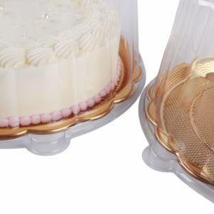 Forma De Flor Descartável Caixa De Embalagem De Bolo De Ouro RoundHot Sale <span class=keywords><strong>Food</strong></span> Grade Redonda Recipientes De Bolo De Plástico Descartáveis - Product Image 4