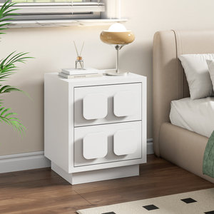 Black Bedroom Furniture Grid Side Decorations Classic Style Wooden <strong>Nightstand</strong> with 2 Drawer - Product Image 1