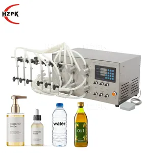 HZPK digital control filling machine cosmetics lotion edible oil electric drive magnetic pump 6 head bottle filling machine