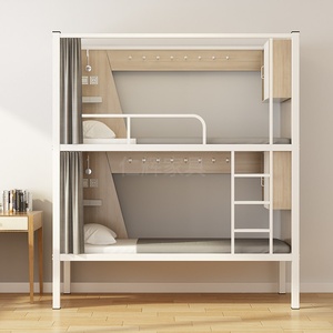 Cama litera de hierro para albergue juvenil, tipo cápsula espacial, elevada, engrosada y reforzada, para dormitorio estudiantil - Product Image 3