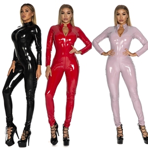 亮面漆皮 PU 镜面内衣女式拉链开裆夜店 S-5XL - Product Image 1