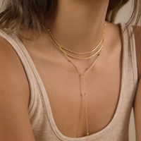 Collier ras du cou triple couche en acier inoxydable plaqué or 18 carats J&D Jewelry pour femme, chaîne minimaliste délicate à perles satellite, cadeau