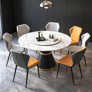 Ensemble de table à manger ronde extensible moderne en marbre avec 6 chaises, design rotatif pour la salle à manger à domicile - Product Image 6