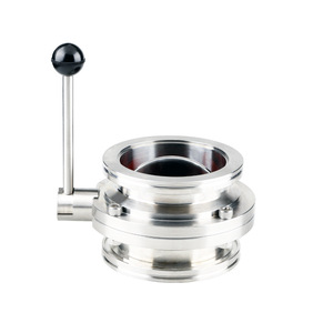 Válvula de Mariposa Sanitaria de Acero Inoxidable 304, Soldada, con Certificación ISO, Alto Vacío, Brida Soldada Interna, Ranurada, Manual, para Ácido - Product Image 5