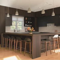 En gros, Meuble de cuisine modulaire en bois massif au design de luxe, avec charnière, glissière de tiroir, robinet d'évier et panier de tiroir pour appartements