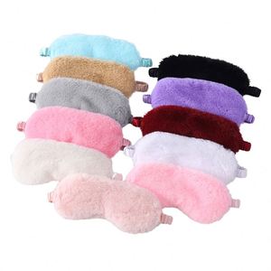 Nouveauté, best-seller, masque de sommeil en tricot élastique uni en peluche pour enfants, masques pour les yeux noirs - Product Image 1