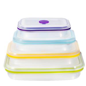Ad alta capacità di Conservazione Degli Alimenti Contenitori Premium Pieghevole ciotola Scatola di 4 Pezzi Set Rettangolo di grado Alimentare lunch Box Pieghevole - Product Image 1
