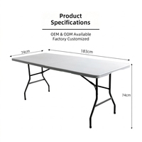 Table pliante légère et imperméable en plastique HDPE portable pour le camping en plein air, les pique-niques, le jardin, la terrasse, la pelouse, la salle à manger
