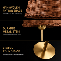 Lampe de table LED rustique en bambou et fer avec télécommande pour mariage, dîner nuptial, table ronde VIP et réception - Vente en gros