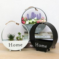 Pot de fleur mural suspendu rond en fer, panier de fleurs créatif, décoration murale de salon, pendentif suspendu
