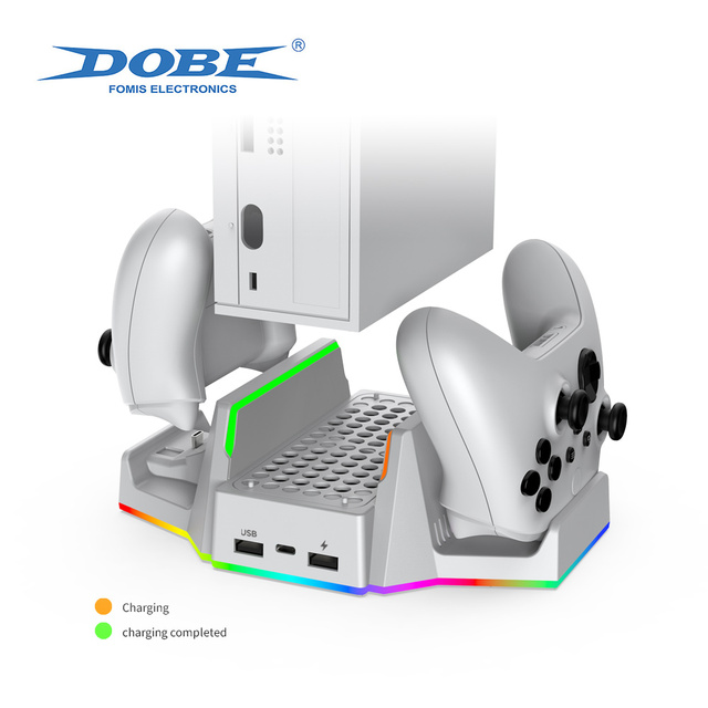 DOBE Multifunctional Cooling Charging Stand Dual Controller Charging Dock with RGB Light for Xbox Series X S