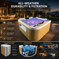 BAOJIALY Baignoire Spa de Luxe Autoportante Moderne d'Extérieur en Acrylique pour 6 Personnes, Idéale pour Gîtes, Villas et Hôtels