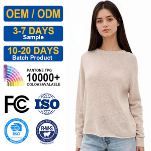 Maglione da <span class=keywords><strong>Donna</strong></span> OEM/ODM in Nylon/<span class=keywords><strong>Cotone</strong></span> Sottile Antipilling, Collo Tondo, Maniche Lunghe, Tinta Unita - Stile Casual Primaverile alla Moda - Product Image 1