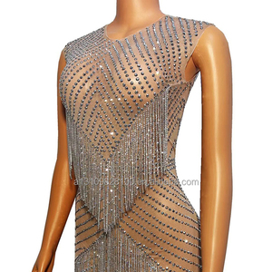 Costume <span class=keywords><strong>de</strong></span> chanteur sexy avec strass en V profond, pour bar, discothèque, concours <span class=keywords><strong>de</strong></span> danse moderne - Product Image 1