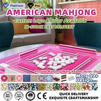 Set Mahjong Akrilik Kustom Amerika Dengan Desain Kartun Menarik, Dua Lapis, Warna Pink, Ubin Mahjong Mini Kasual yang Dapat Dicampur dengan Tangan