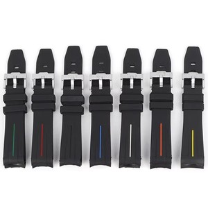 Correa de reloj de goma deportiva GMT de despliegue de acero de 20mm correa de silicona granate con extremo curvo y cierre de mariposa - Product Image 2