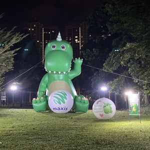 Mô hình hoạt hình khủng long bơm hơi màu xanh lá cây 3M cho lễ hội ngoài trời hiển thị hoàn hảo cho quảng cáo mô hình khủng long bơm hơi - Product Image 3