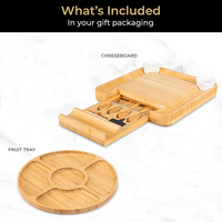 Plateau de service de charcuterie chic Nouveau design Planche à fromage en bambou et ensemble de couteaux à couverts pour les cadeaux et les fêtes de réchauffement de la maison