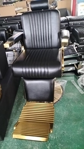Prêt pour le navire chaise de coupe de cheveux de Salon d'or robuste chaise de barbier en aluminium pour salons de coiffure prend en charge un poids lourd - Product Image 2