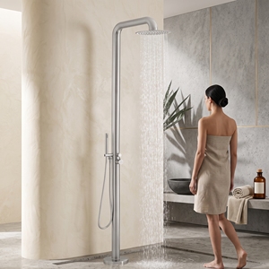 VIRPOL - Juego de Ducha de Columna Independiente para Exteriores con Energía Solar, Acero Inoxidable Niquelado, Válvula de Cerámica, Ducha Premium - Product Image 2