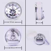 Horloge de bureau transparente en plastique argenté de luxe moderne 97 mm avec mouvement à quartz, idéale pour le bricolage et la décoration de la maison ou du bureau