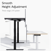 Ensemble de bureau et chaise modulaires en bois, design moderne, réglable en hauteur électriquement, 3 niveaux, avec panneau de rangement et chargement USB Type-C