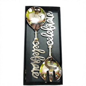 Ensemble de couverts de service pour gâteau en métal, design élégant, finition miroir haute brillance, lavable au lave-vaisselle, ustensiles de fête - Product Image 1