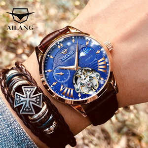 AILANG Qualità Tourbillon degli uomini di Uomini Della Vigilanza Moon Phase Automatico Orologi Meccanici Trasparente Steampunk <span class=keywords><strong>Orologio</strong></span> - Product Image 4