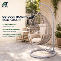 Fauteuil suspendu en forme d'œuf, pliable, moderne, durable, pour l'extérieur, en rotin PE, pour patio, jardin, balcon, café, restaurant, usage commercial
