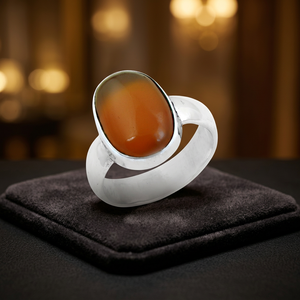 Art Palace Oval Agate Gemstone <b>Ring</b> In 925 Silver Bezel Setting Classic Style Unisex Everyday Wear - Product Image 2