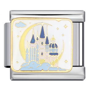 Breloques de bracelet modulaires italiennes en forme de château de conte de fées, en acier inoxydable plaqué, rectangulaires, accessoires de bijoux DIY pour la création de bracelets - Product Image 4